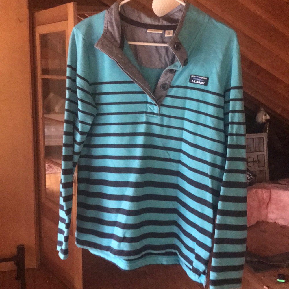 Ll bean striped pull over shirt